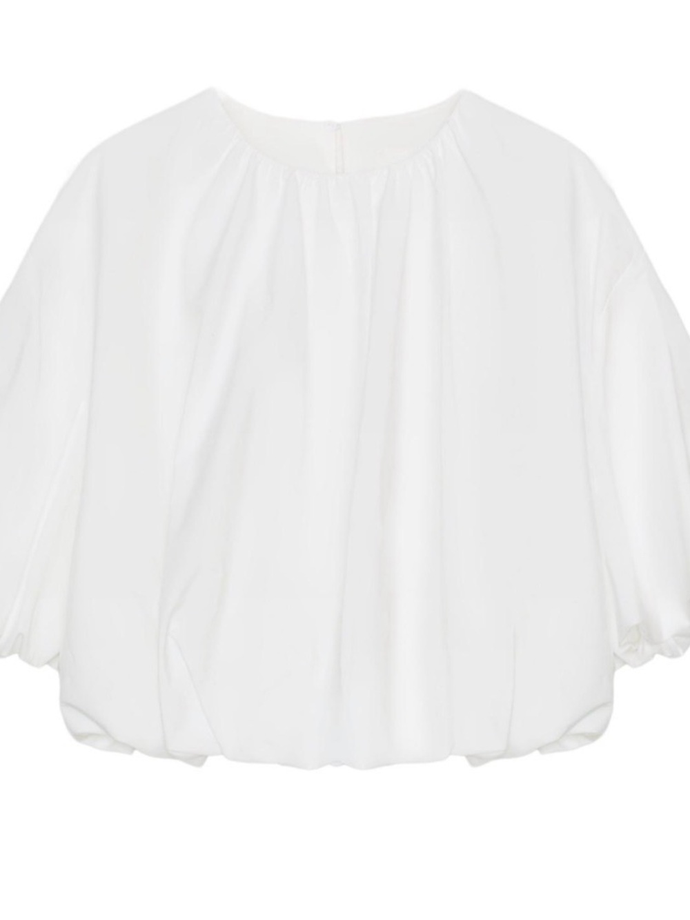 Women’s White Bubble Hem Crop Blouse